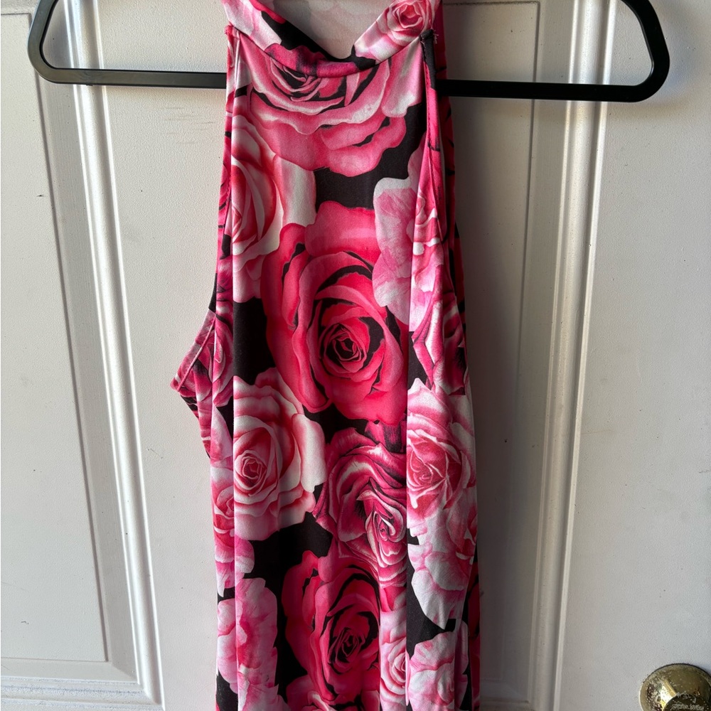 SHEIN Pink and Black Floral Dress